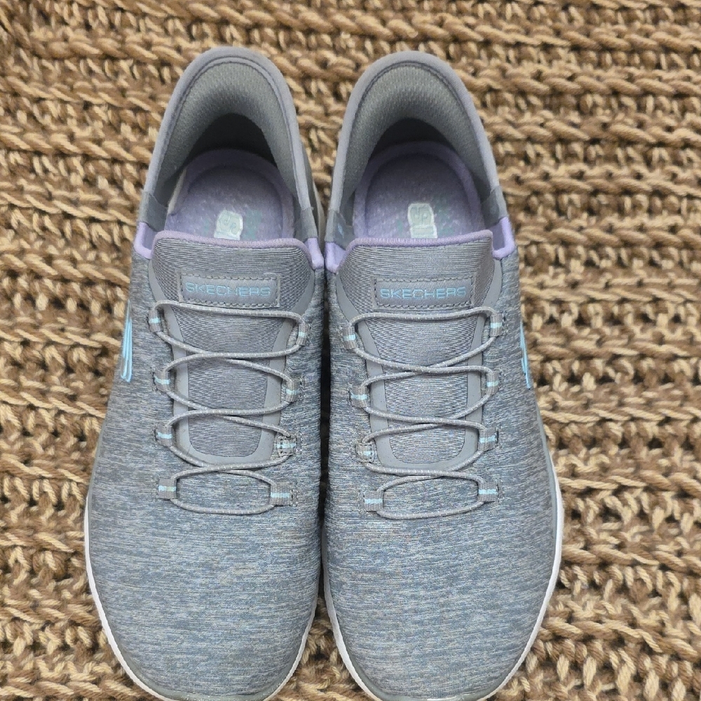Skechers Women's Blue and Gray Slip In Sneakers